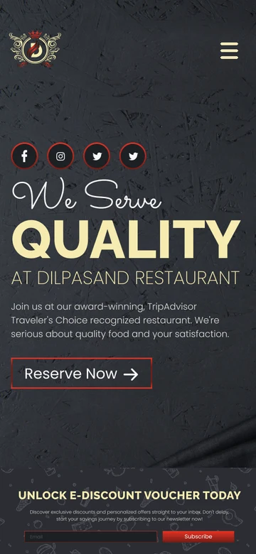 Dilpasand restaurant website on a phone