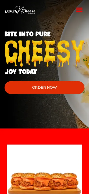 Dough n Cheese website on a phone